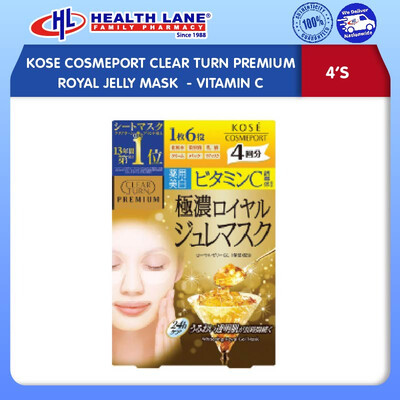 KOSE COSMEPORT CLEAR TURN PREMIUM ROYAL JELLY MASK (4'S) - VITAMIN C